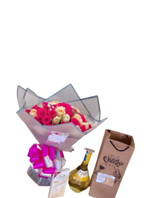 Romantic Gift Set: Bouquet of Roses and Box of Chocolates