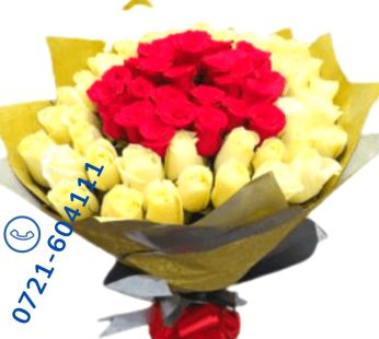 Elegant Bouquet of Red and White Ro...