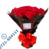 True love Romantic Red Rose Bouquet with Elegant Black Polka Dot Wrap