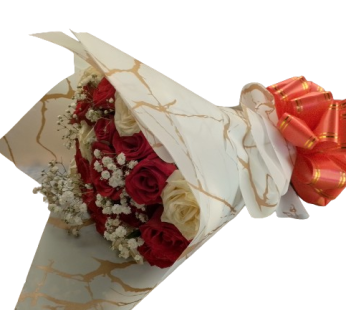Diana Elegant White Roses with Red Ribbon – ...