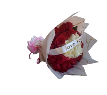 Stunning Red and White Rose Bouquet – Perfec...