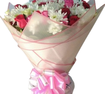 Elegant Pink & White Rose Bouquet