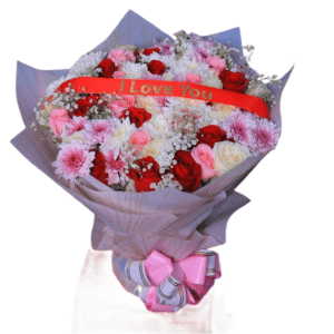Beautiful Valentine’s Day Flower Bouquet with Red Ribbon - Perfect for Expressing Love in Nairobi