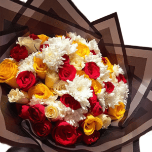 Elegant Valentine's Day Flower Bouquet in Black and White Wrapper - Nairobi