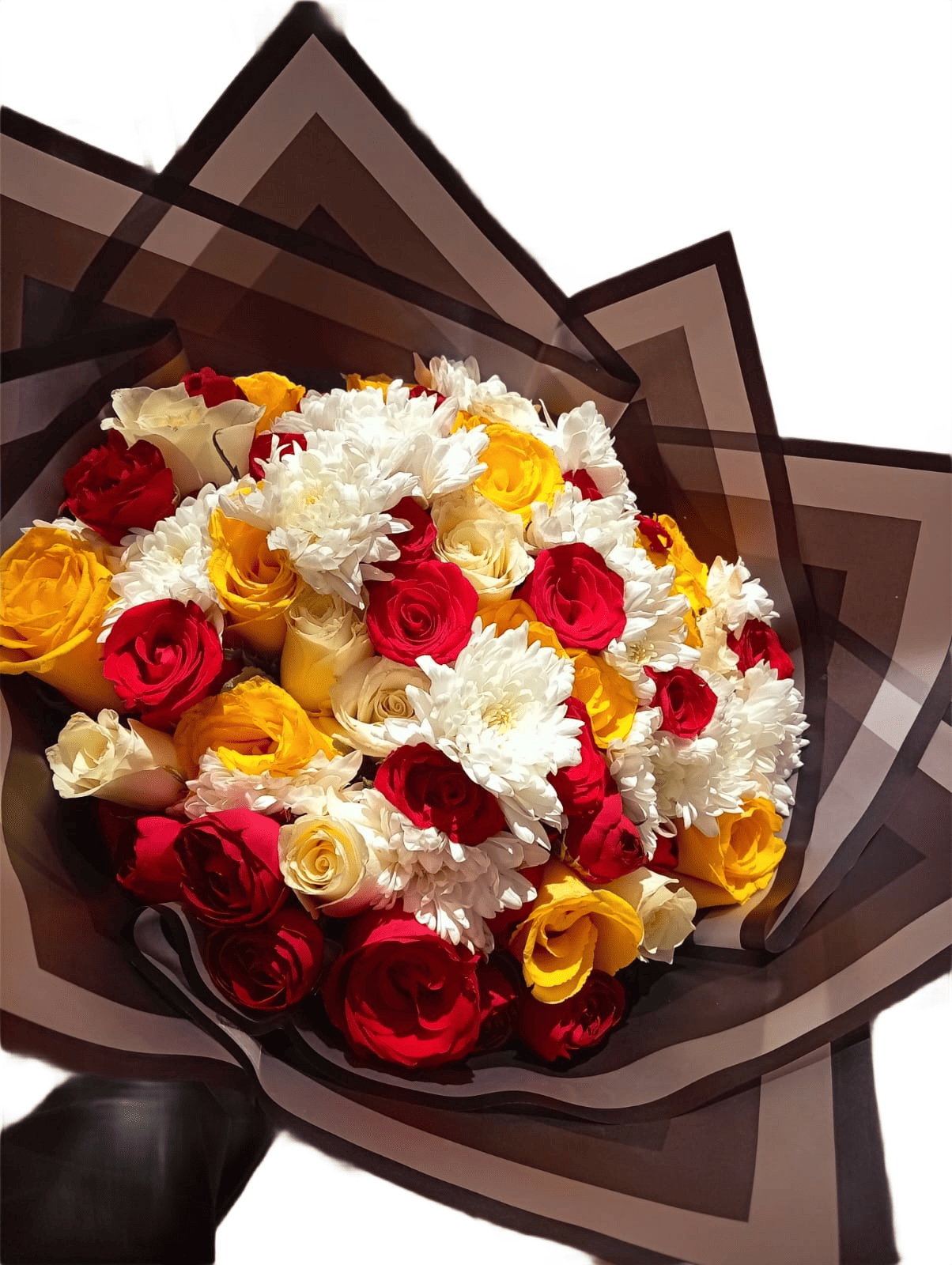 Elegant Valentine's Day Flower Bouquet in Black and White Wrapper - Nairobi Elegant Valentine's Day Flower Bouquet in Black and White Wrapper - Nairobi