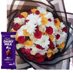 Romantic Valentine’s Day Bouquet - Striking Floral Design in Black and White Stripe Wrap (Copy)